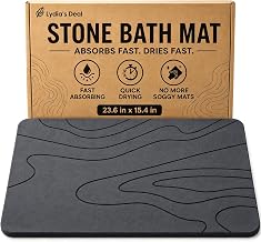 Stone Bath Mat – Non-Slip Diatomaceous Earth Shower Mat, Super Absorbent & Quick-Drying Bathroom Floor Mat, Easy-to-Clean Diatomite Bath Stone for Safer, Dryer Steps (23.6" x 15.4", Gray)