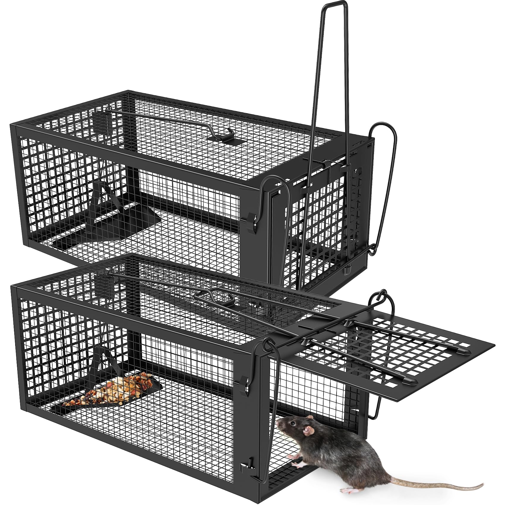 View 1 of [DAMAGED] 2 Packs Humane Live Mouse Rat Trap Rodent Chipmunk Traps Catch and Release