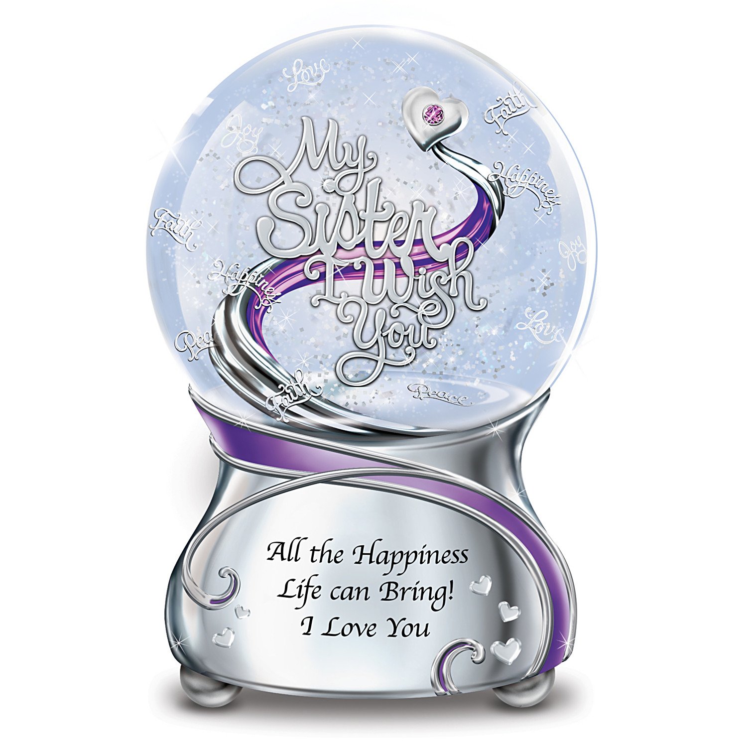 The Bradford Exchange My Sister, I Wish You Musical Glitter Globe (Purple)