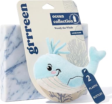 Cat Toys | Plush Whale Stuffed Animal for Cats | Eco Friendly Interactive Cat Toys for Indoor Cats