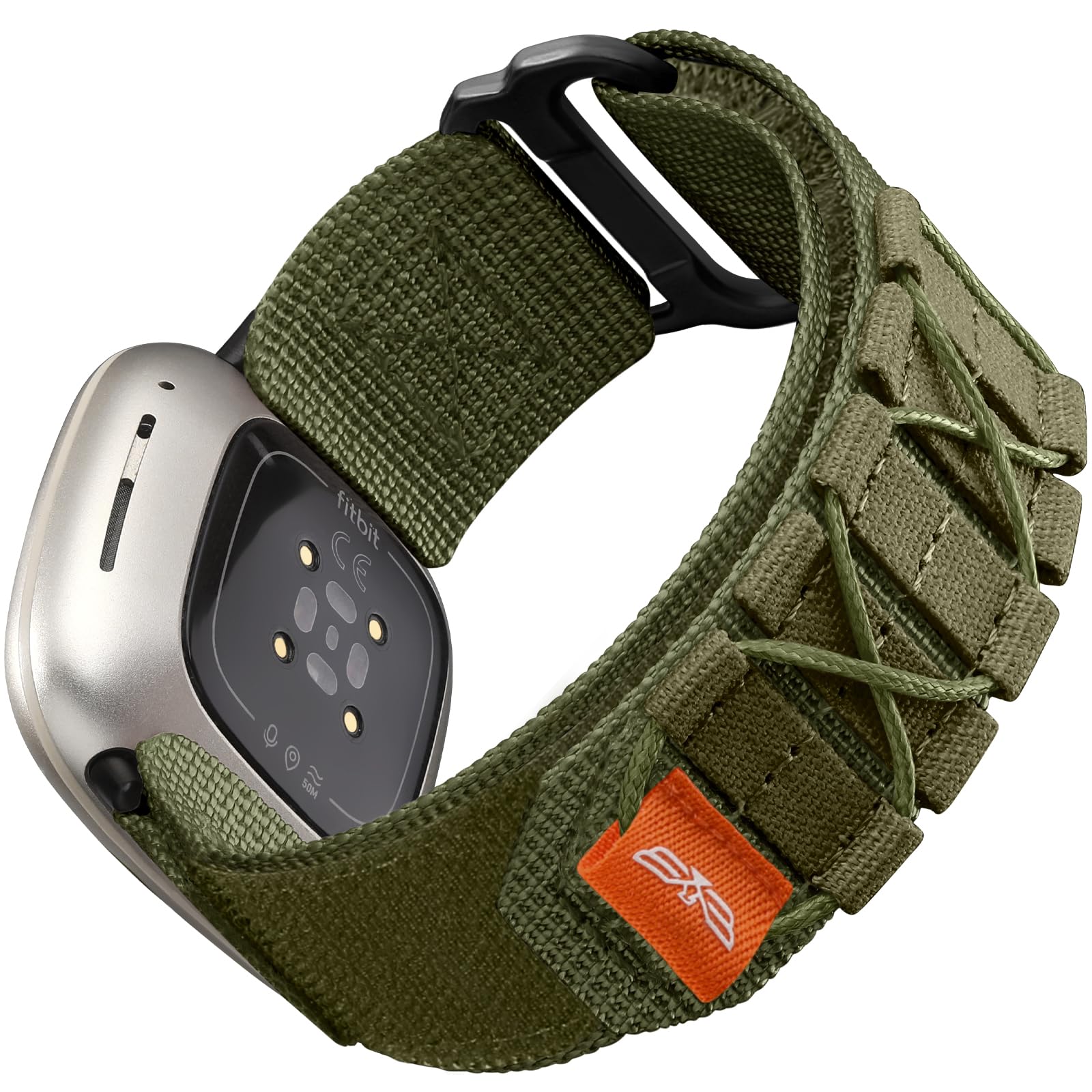 Bandletic Tactical Rugged Bands Compatible with Fitbit Versa 4 Bands/Versa 3/Sense 2/Sense, Soft Durable Military Nylon Solo Loop Sport Straps