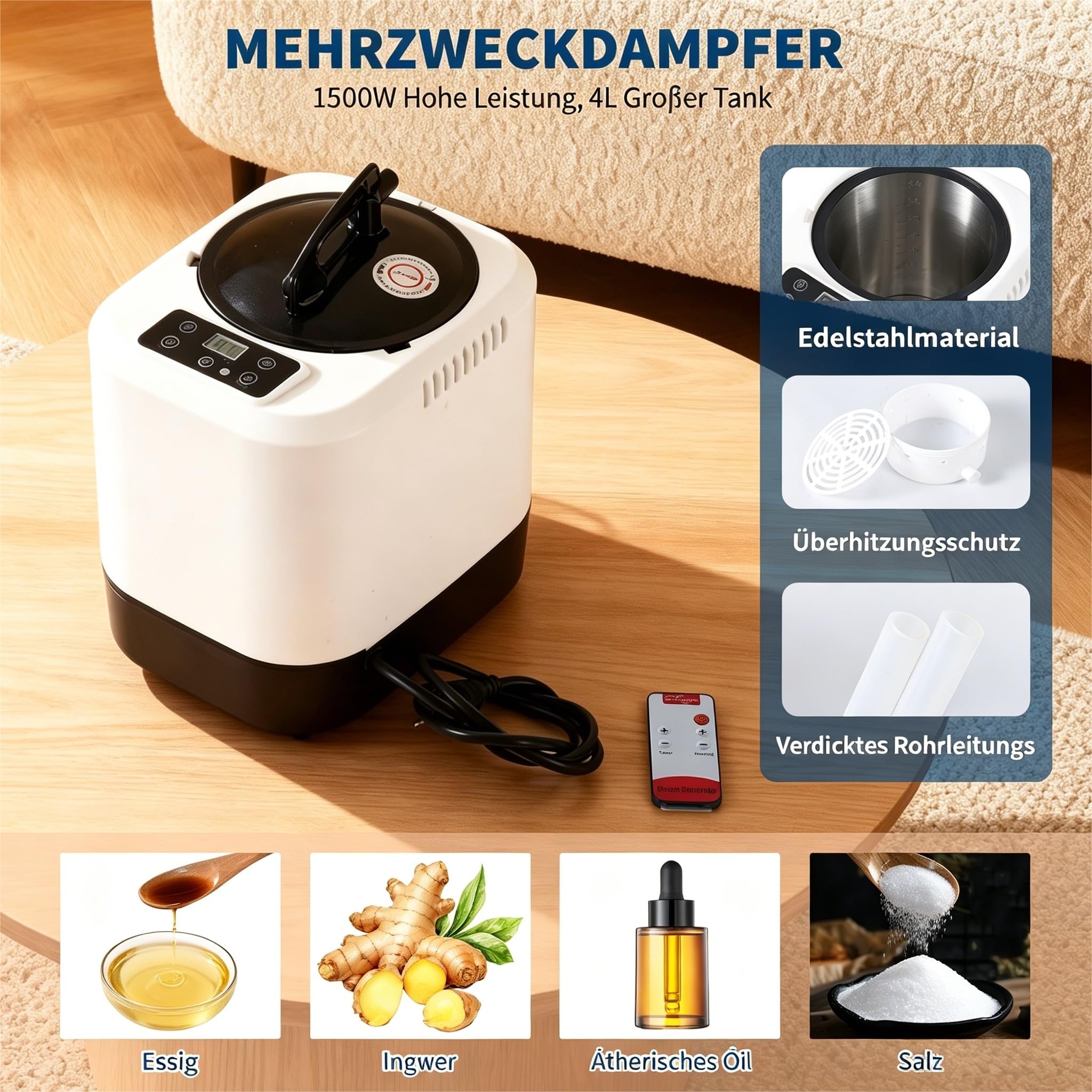 Garvee Dampfsauna, tragbare Ganzkörpersaunabox mit Dampfgenerator, 1500W, 4L Wasserbehälter, 9 Temperaturstufen