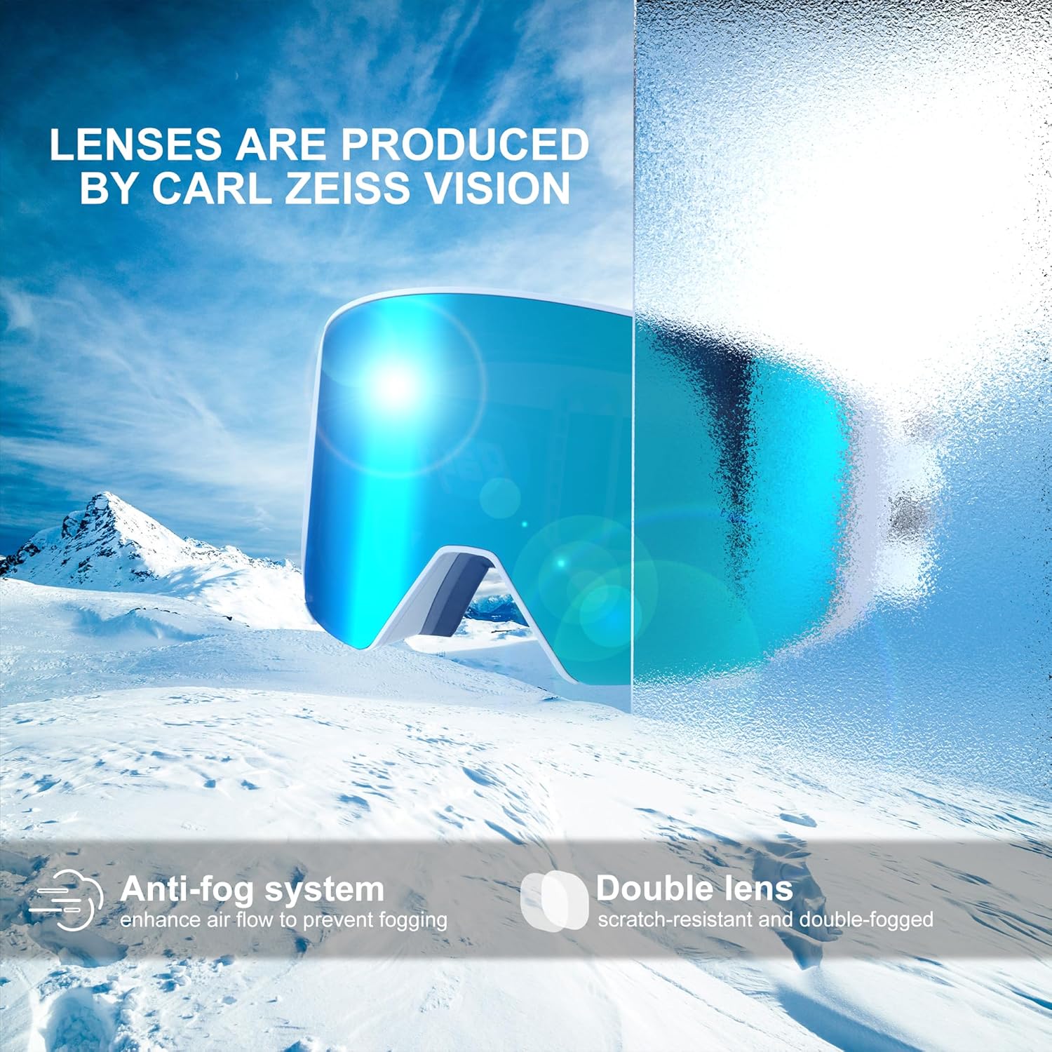 OTG Ski Goggles for Men Women, 100% UV400 Protection Snow Goggles, Anti Fog Snowboard Goggles for Snowmobile Skiing - Image 3