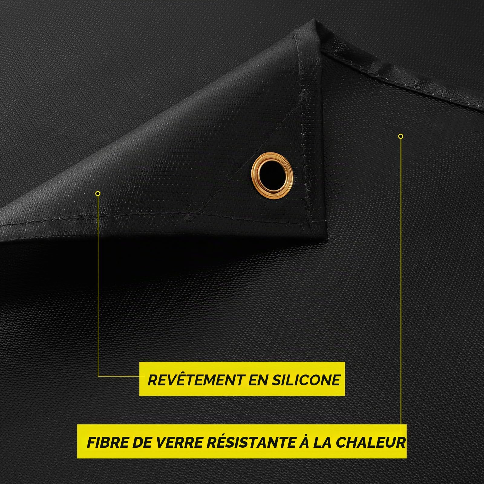 Couverture de Soudage Robuste, 1,2 x 1,8 m, Couverture anti feu en fibre de verre revêtue de silicone, Conçue pour une utilisation domestique et extérieure pour la soudure professionnelle et robuste