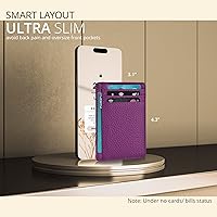 Vista 3 de Cartera de cuero Oak Leathers, cartera minimalista delgada para hombres y mujeres con bolsillo frontal, con bloqueo RFID y tarjetero, Fucsia, Pequeña