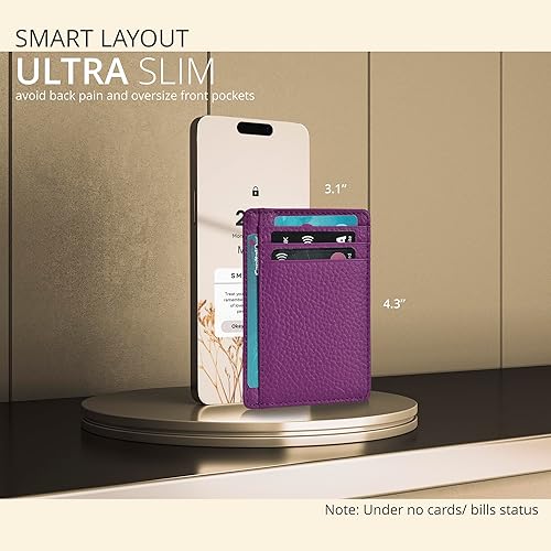 Vista 21 de Oak Leathers Leather Slim Minimalist Wallet for Men & Women RFID Front Pocket Leather Card Holder Wallets