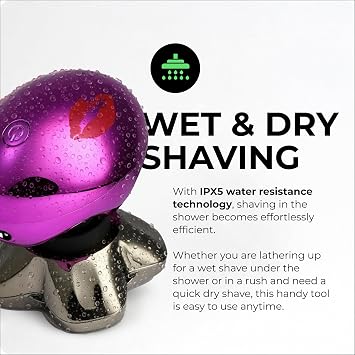 Skull Shaver Butterfly Kiss PRO - Women's Electric Shaver for Bikini Line, Legs & Body - Wet & Dry Use - Ergonomic, Hypoallergenic Blades - 60 Minutes Cordless Use - Purple