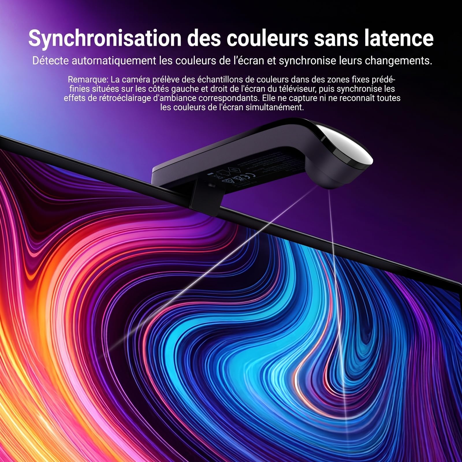 NEEWER Basics Rétroéclairage TV pour Écrans 75"-85",Bande LED RGB 5m avec Capteur de Luminosité,Allumage/Extinction Programmable,24 Effets Sonores,Compatible avec Une Application de Contrôle,NS03