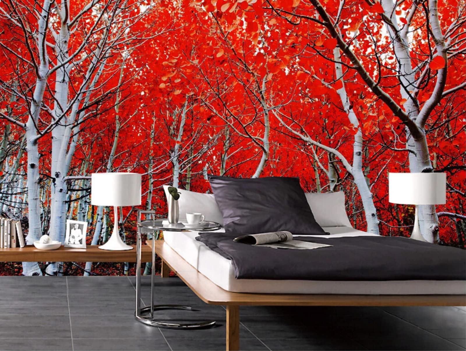 Papier peint panoramique bois rouge tapisserie haut de gamme 3D