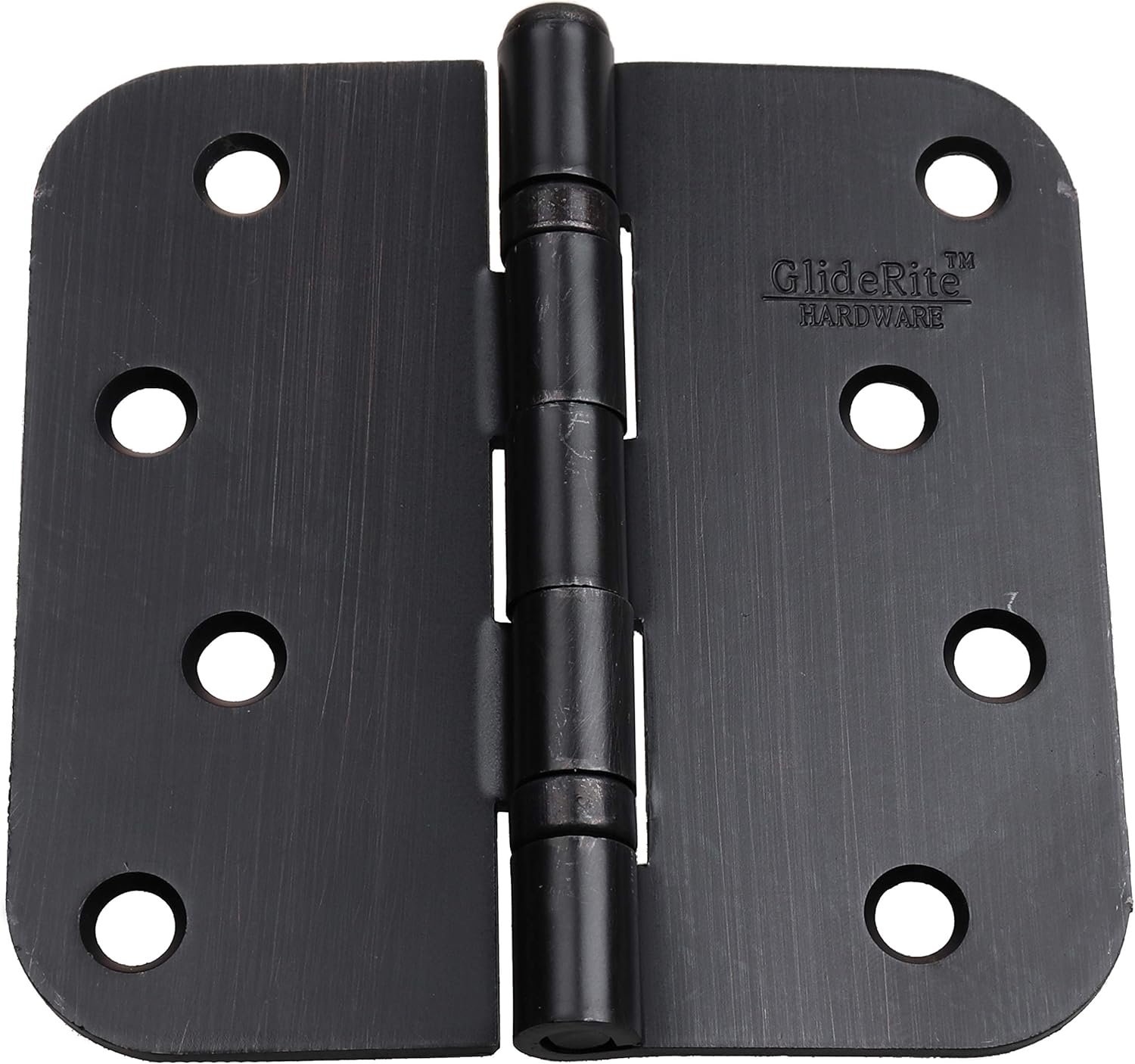 GlideRite Hardware 4058-2BB-SN-1 Ball Bearing 4 inch Steel Door Hinges 0.625 inch Radius Corners Satin Nickel Finish 1 Pack