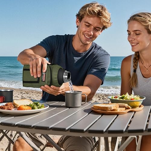 Miniatura 9 de NATURE PIONEOR Portabotellas de agua con correa ajustable  26364664 onzas, funda aislada para botella de agua con mango de paracaídas y 2 bolsillos