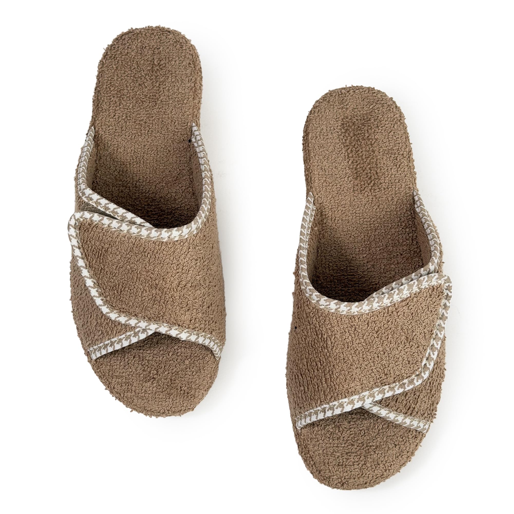 Chaussons Femme Ouvert en Tissu Éponge Pantoufles à Scratch Réglables pour Pieds Gonflés Sandales Liège