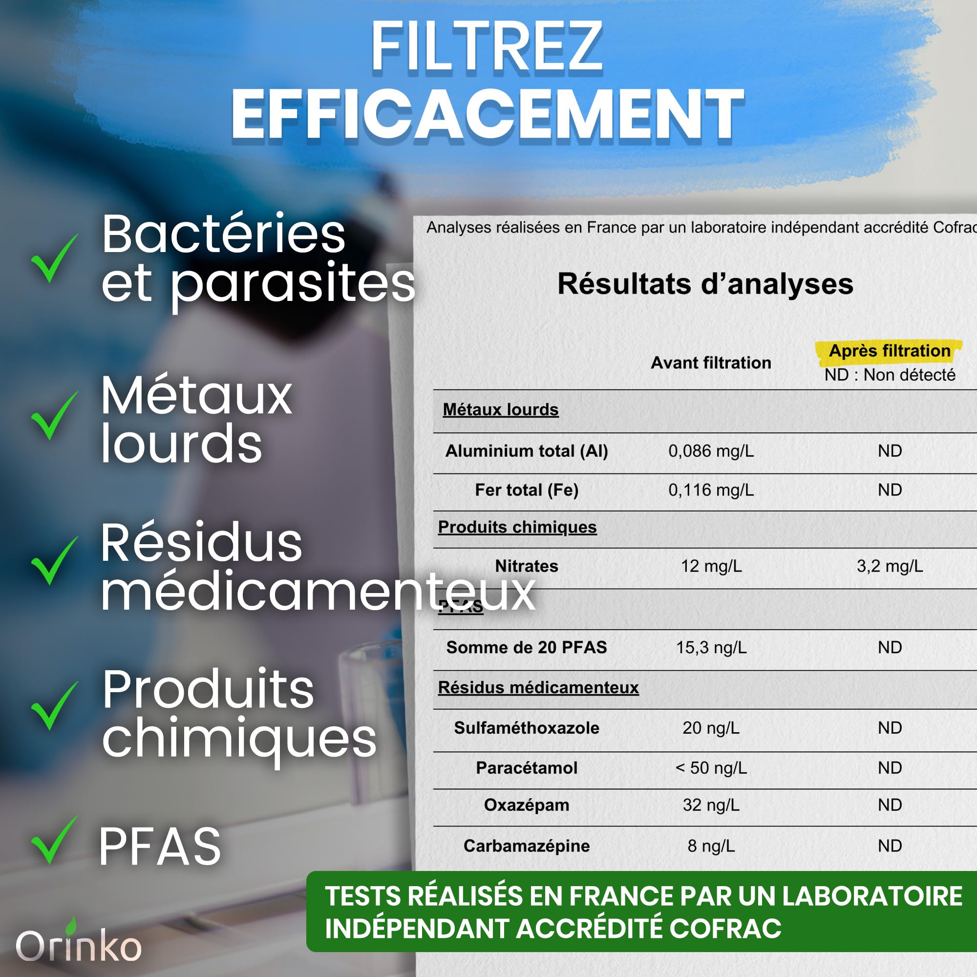Cartouches Filtrantes x4 pour Filtre à Eau par Gravité – Compatible avec Filtre Berkey et Berkefeld – Cartouche pour Filtre à Eau Haute Performance – Purification Efficace de l'Eau – Certifiées NSF