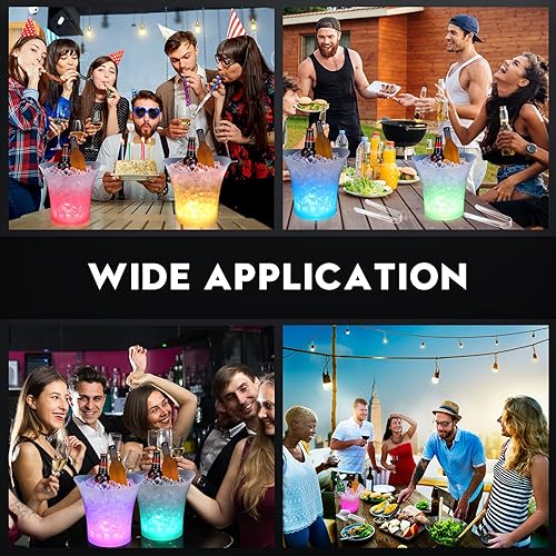 Miniatura 7 de 12 cubos de hielo LED a granel con cuchara y clip 5 L de luz LED cubo de hielo que cambia de color cubo de hielo de acrílico transparente champán