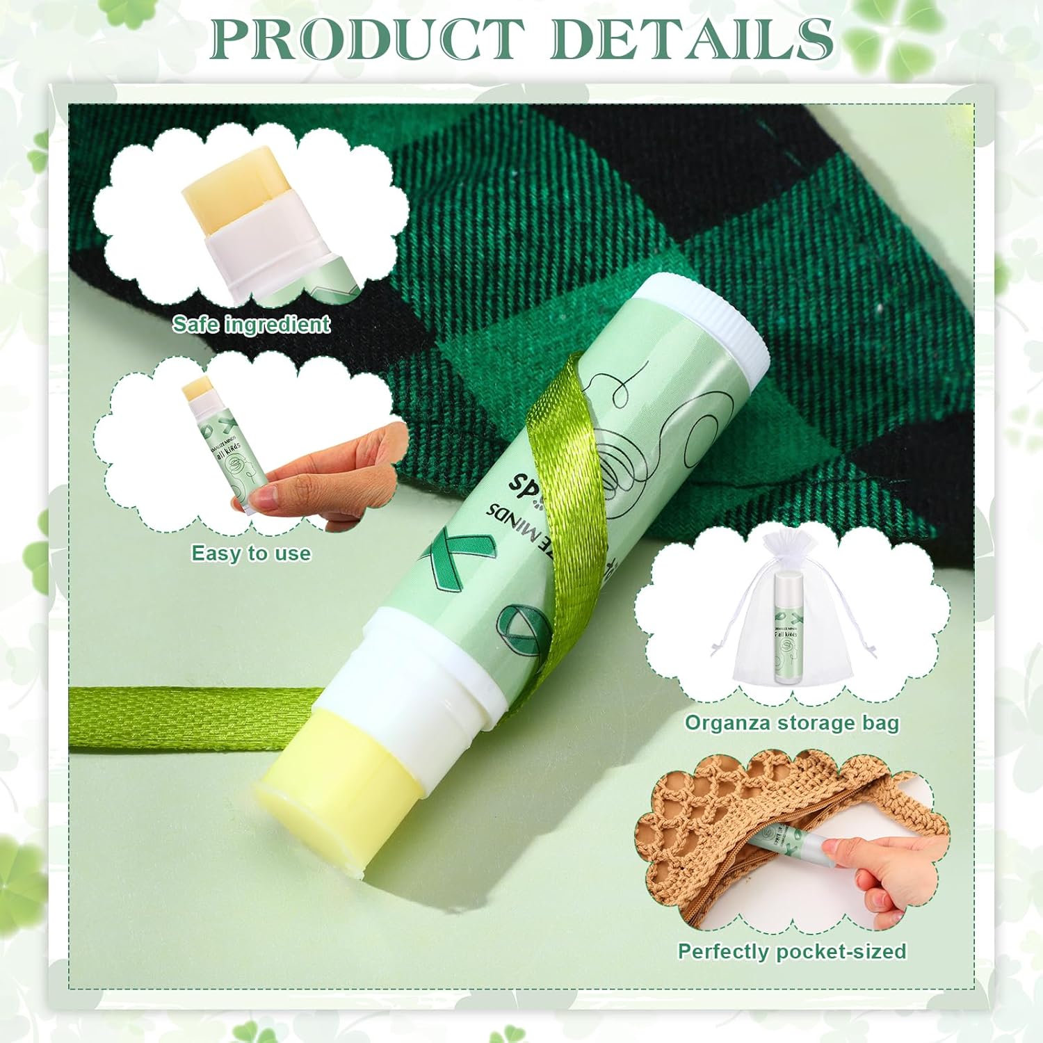 Fumete 100 Sets Suicide Prevention Awareness Lip Balm Bulks Motivational Green Teal Ribbon Lip Balm Gift for Mental Health Awareness Inspirational Party Favor