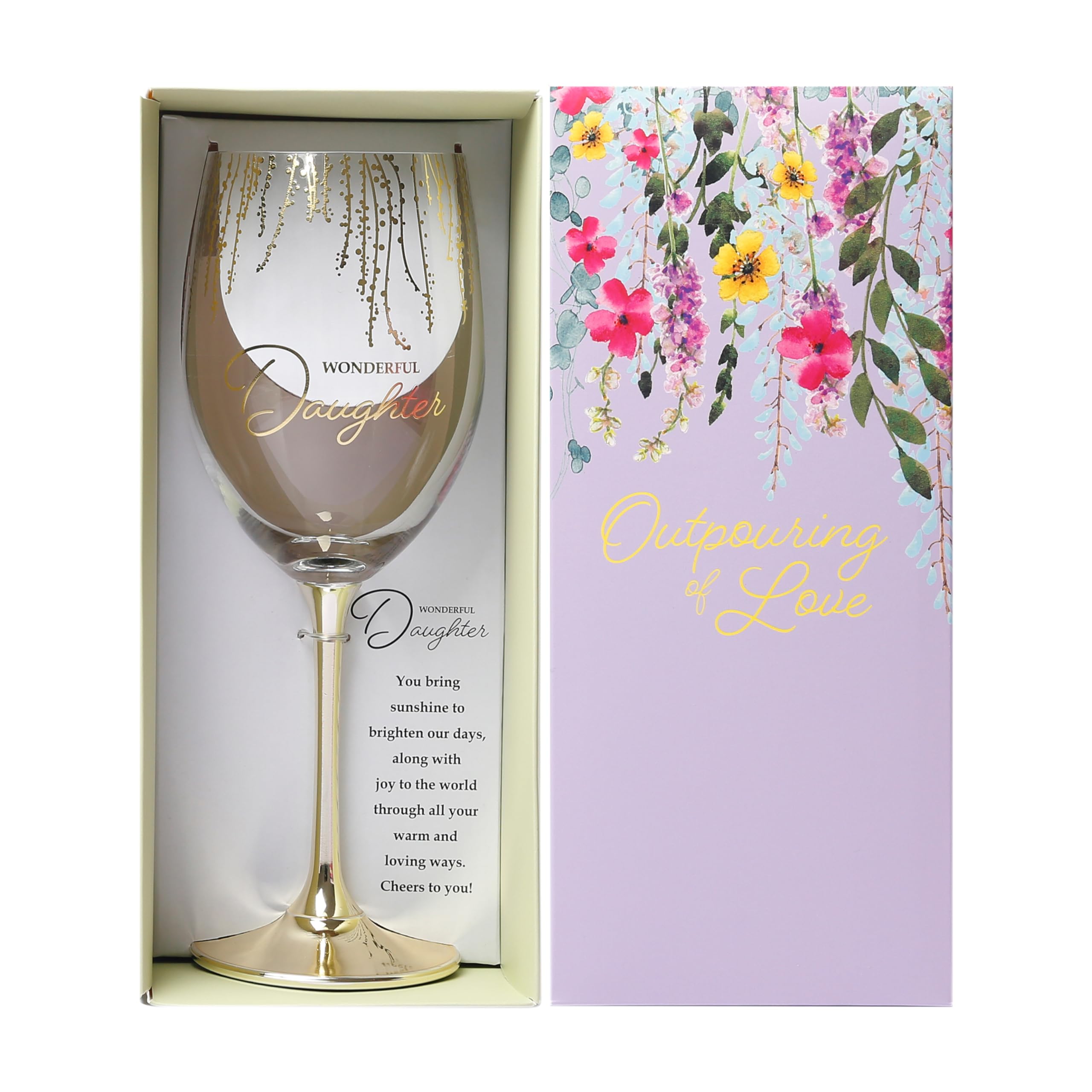 Pavilion - Wonderful Daughter - 19 oz Stemmed Wine Glass Stepdaughter Daughter-in-Law Present from Mom Dad Parents