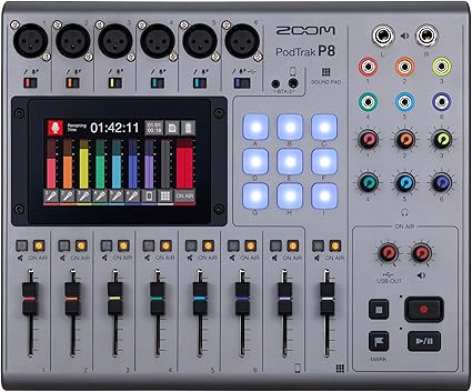 Zoom PodTrak P8 Podcast Recorder with 6 XLR Inputs, 6