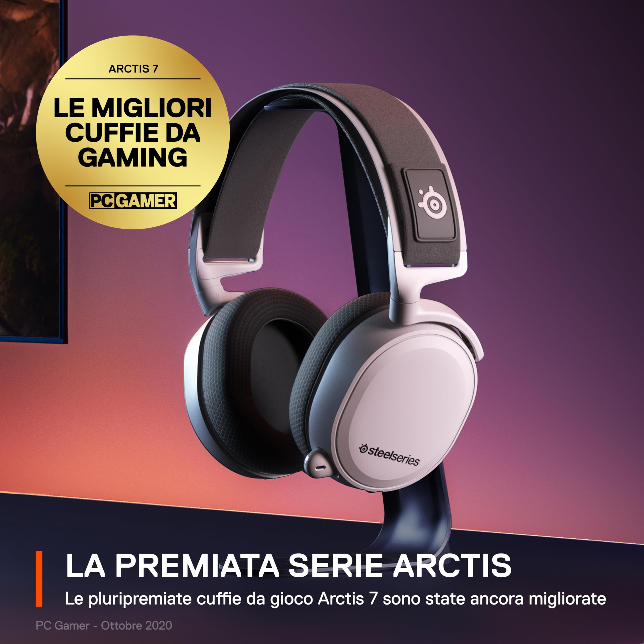 SteelSeries Arctis 7+ - Cuffie da gaming wireless - 2.4 GHz senza perdite - 30 ore di durata della batteria - Per PC, PS5, PS4, Mac, Android e Switch - Bianco
