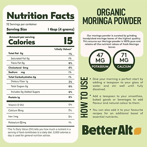 Miniatura 7 de Better Alt Polvo de raíz de remolacha orgánica y polvo de moringa orgánica (1 libra cada uno), combo de superalimentos para una mejor salud,