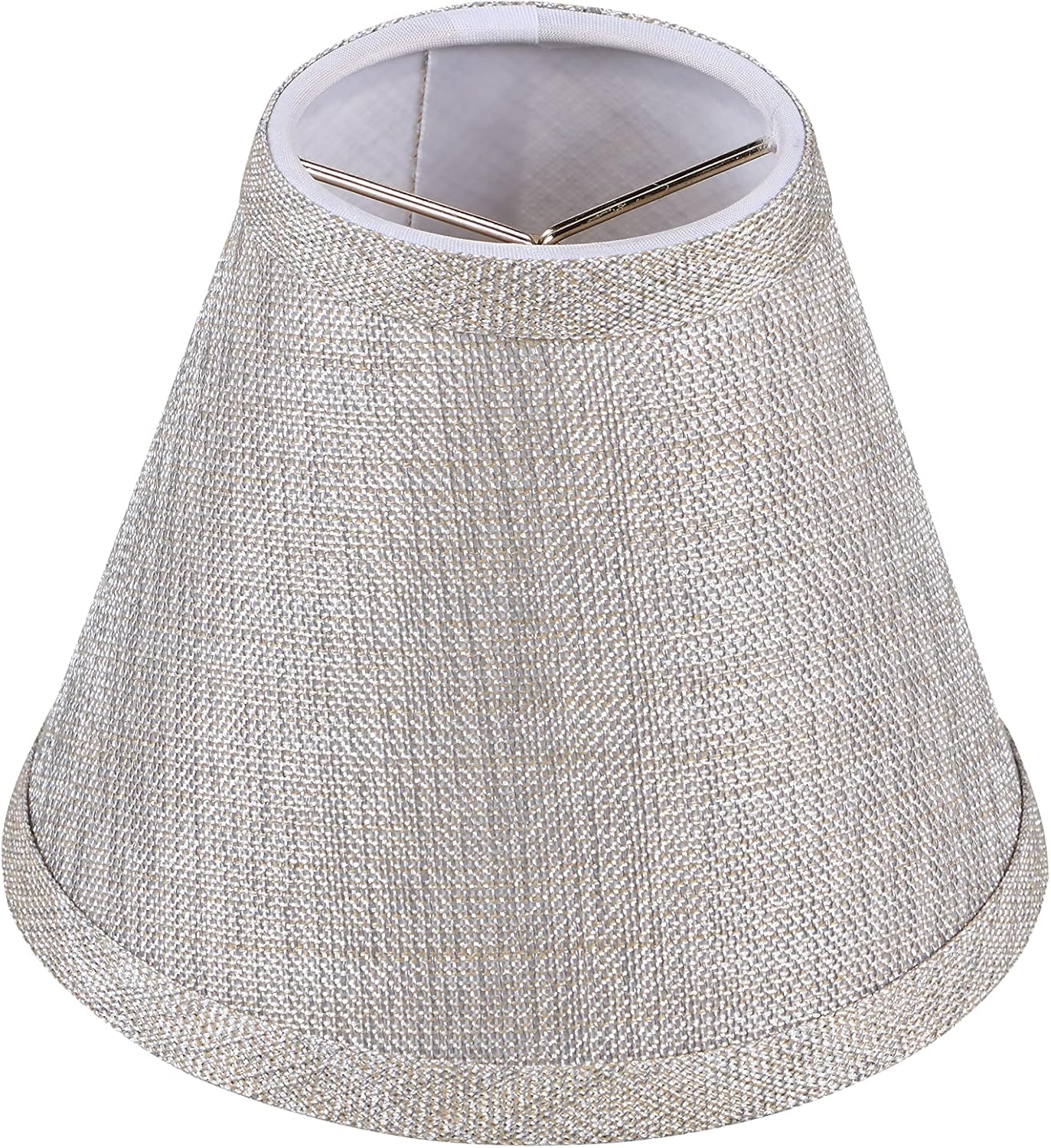 Aspen Creative 51018-2, Hardback Empire Transitional Clip-On Chandelier Shade, Beige Linen Texture Fabric, 3" Top x 6" Bottom x 5" Slant, Set of 2