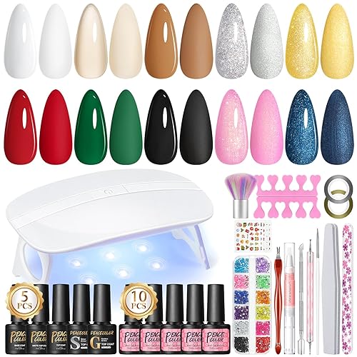 Peacecolor Gel Nail Polish Kit with U V Light 