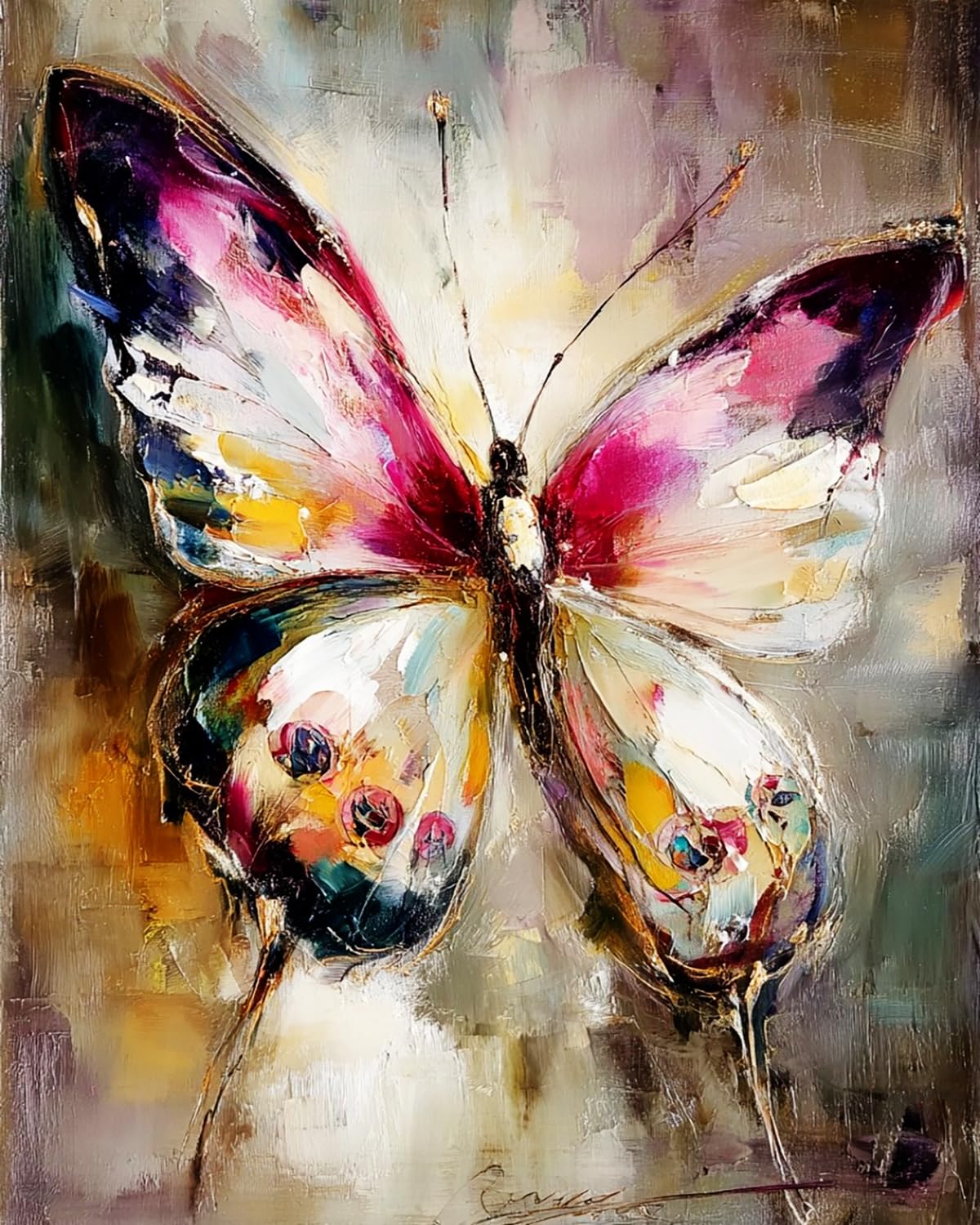 Liubaishi Multicolour Paint By Numbers For Adults, Colourful Butterfly, 40X50 Cm Acrylic Canvas Kit With Brushes And Paints
