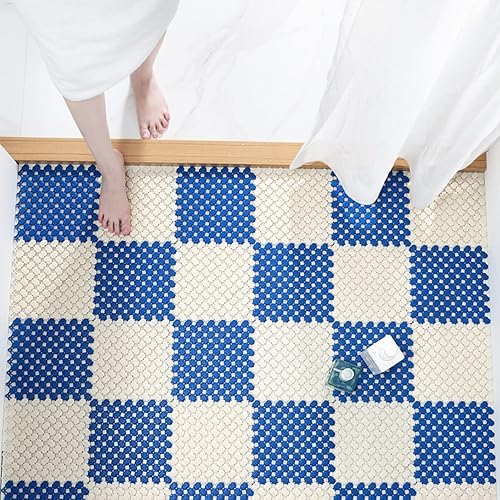 Miniatura 6 de Azulejos de PVC entrelazados antideslizantes y sin acumulación de agua, tapete de baño con orificio de drenaje, tapete decorativo para baño, saunas,