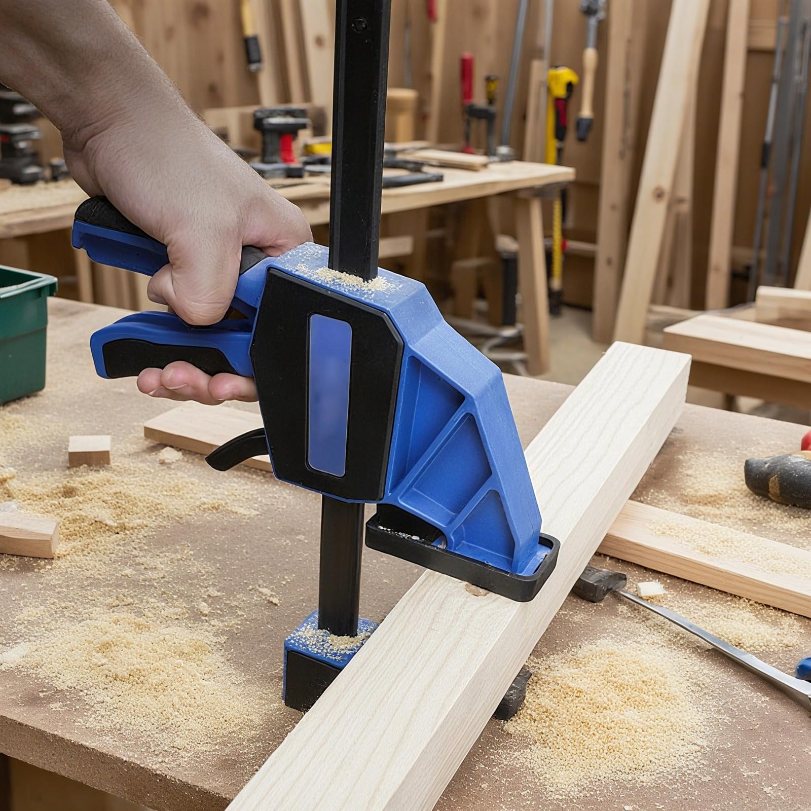 Pince serre-joint à barre robuste, modèle à gâchette à prise rapide de 15,2 cm, force de serrage de 136 kg, acier, utilisation à une main, conversion en écarteur, portée de 35 cm