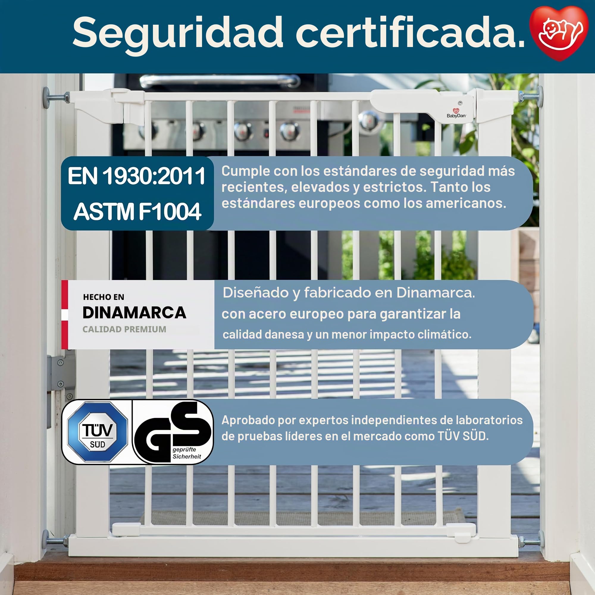 BabyDan Premier Barrera de seguridad, color blanco