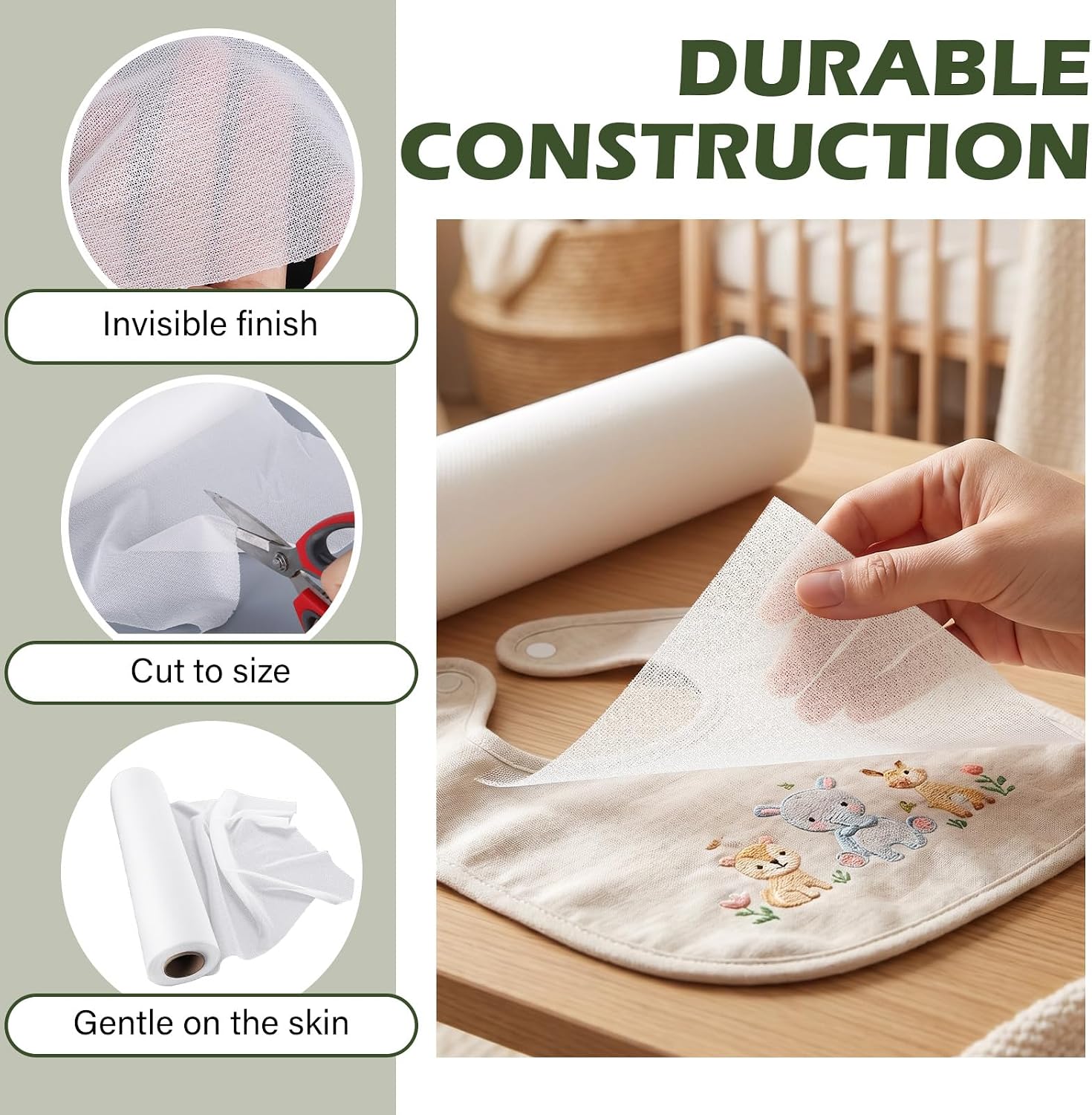 Soft & Cozy Embroidery Stitch Cover Stabilizer 12" x 10Yd, Fusible Backing