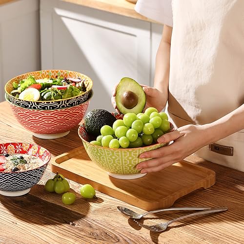 Miniatura 2 de Tazones de sopa de ensalada, cuencos grandes para servir Pho, Pasta Rarmen, cuencos de cerámica apilables de 48 onzas para cocina, juego de 3, aptos