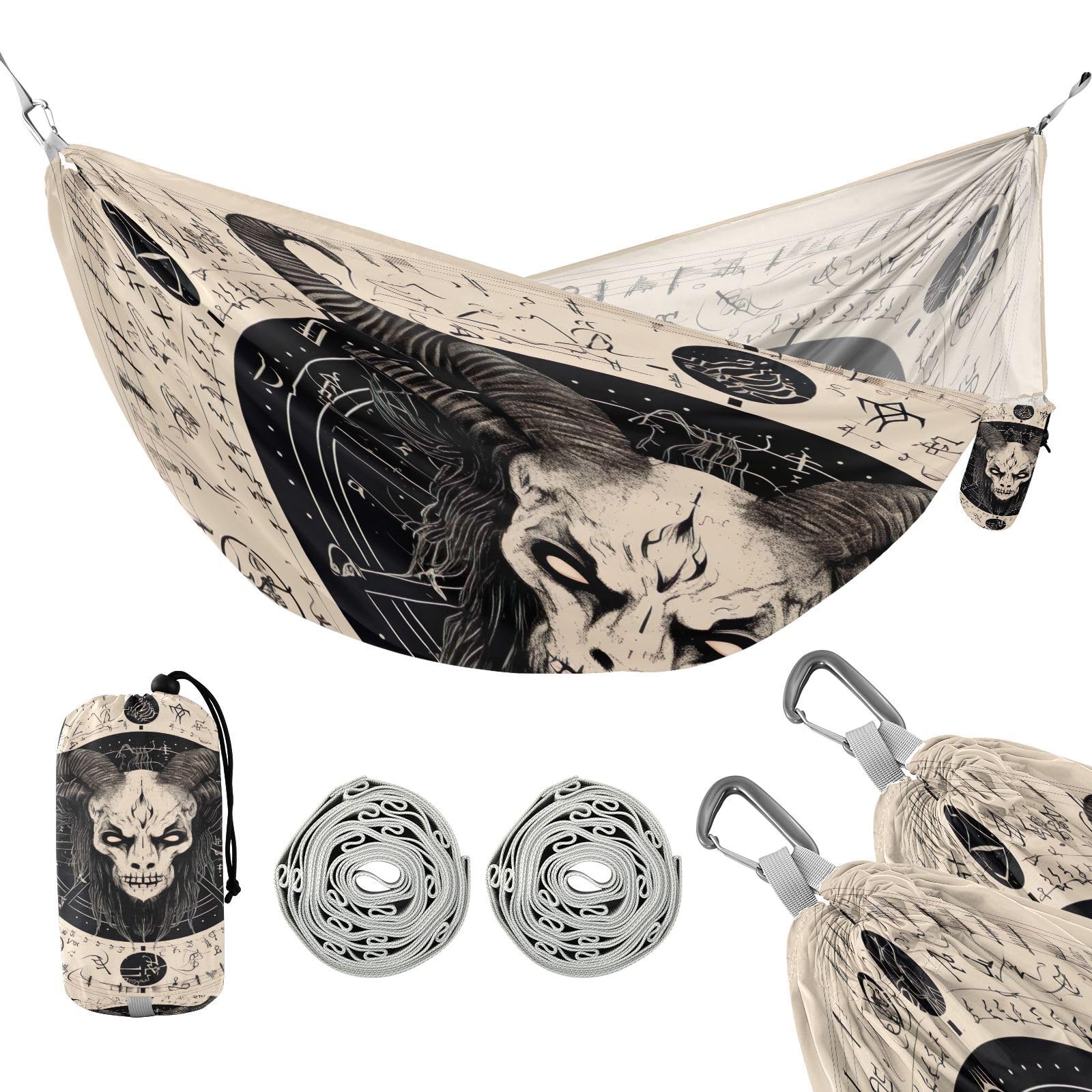 SDMKA Satanic Circle Camping Hammock, 330 lbs with 2 Tree Straps, Carry Bag, Single Portable Hammock for Outdoor/Indoor, Hiking, Beach, Backpacking, Travel