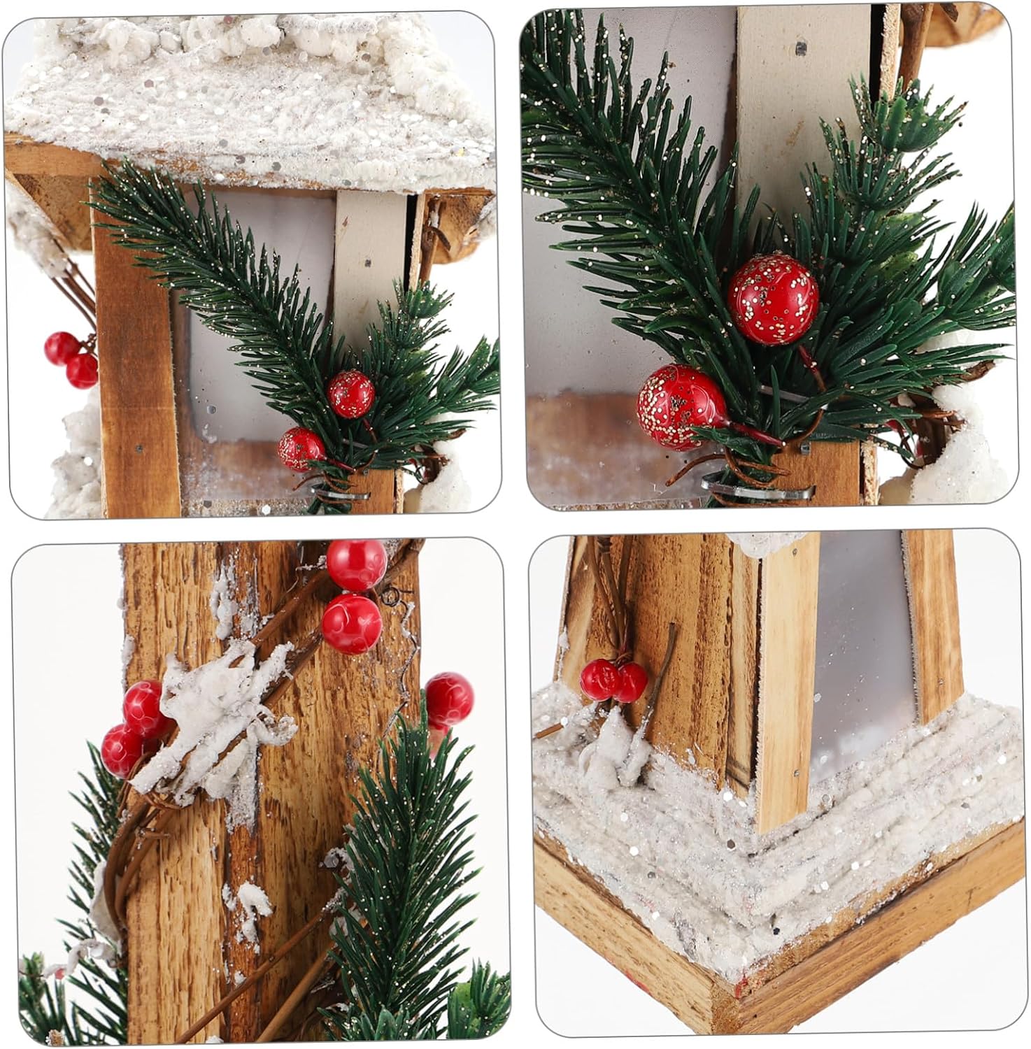 Christmas Luminous Wooden Streetlamp Ornament Creative Desktop Decor Xmas Home Adornment for Festive Party Atmosphere