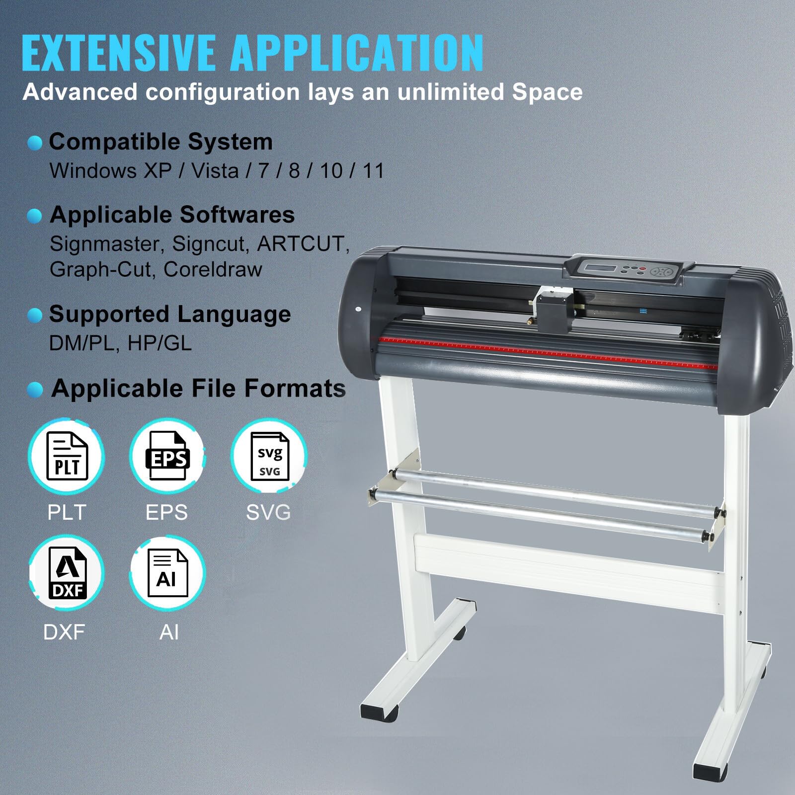 Vinylschneider 34 Inch Vinyl schneideplotter 870mm Plottermaschine Vinyl Cutter Plotter mit Ständer Cutting Plotter mit Software (870mm)