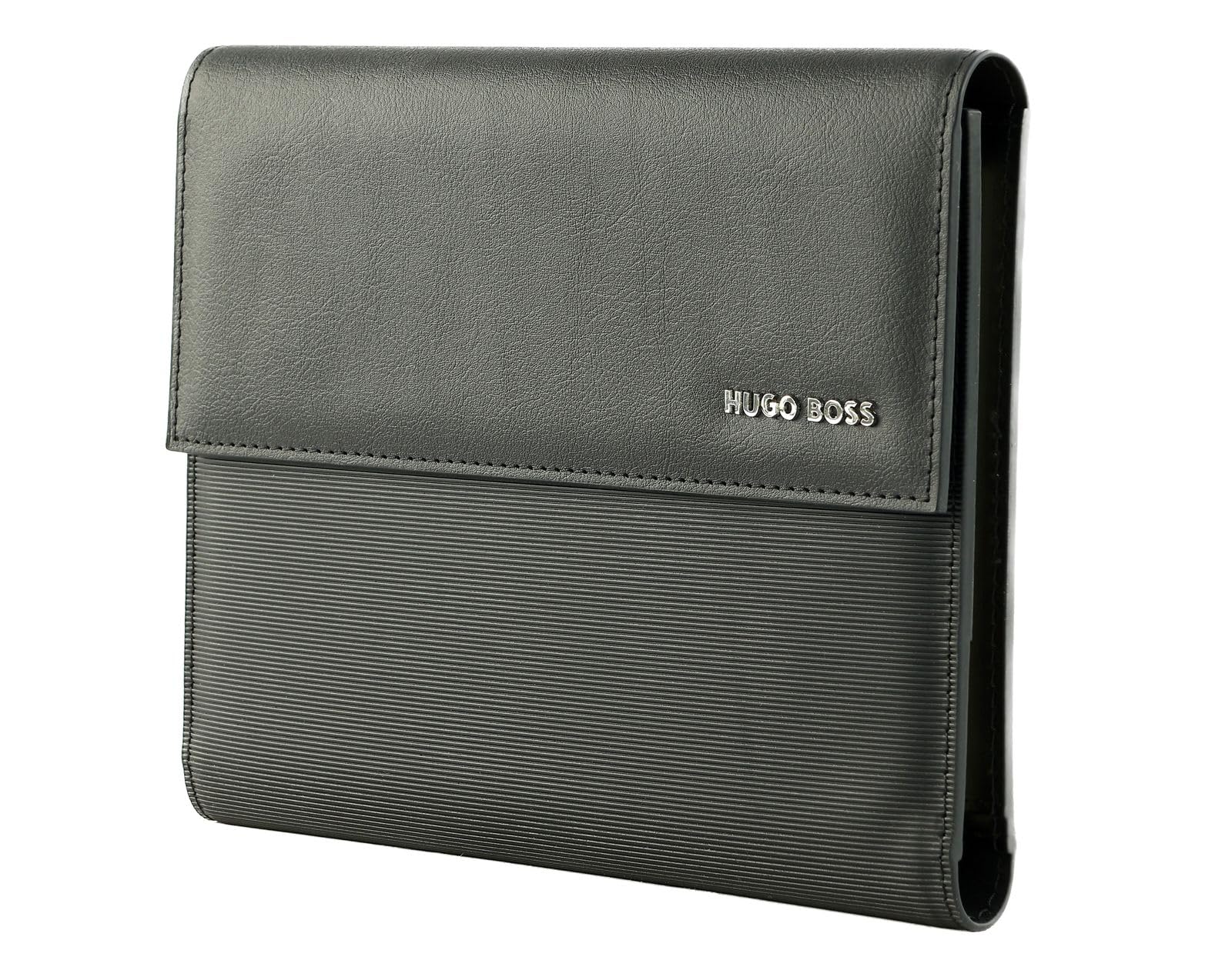 HUGO BOSS caso de escritura Gear Pinstripe Writing Set Black negro