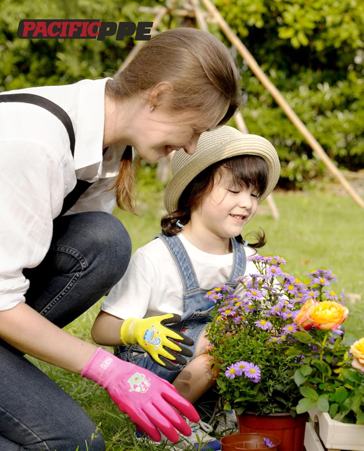 PACIFIC 3 Pairs Kids Gardening Gloves for Age 3-6, Toddler Rubber Coated Garden Gloves, Kids Work Gloves, for Children, Boys and Girls, Multicolor, XXXS - Image 4