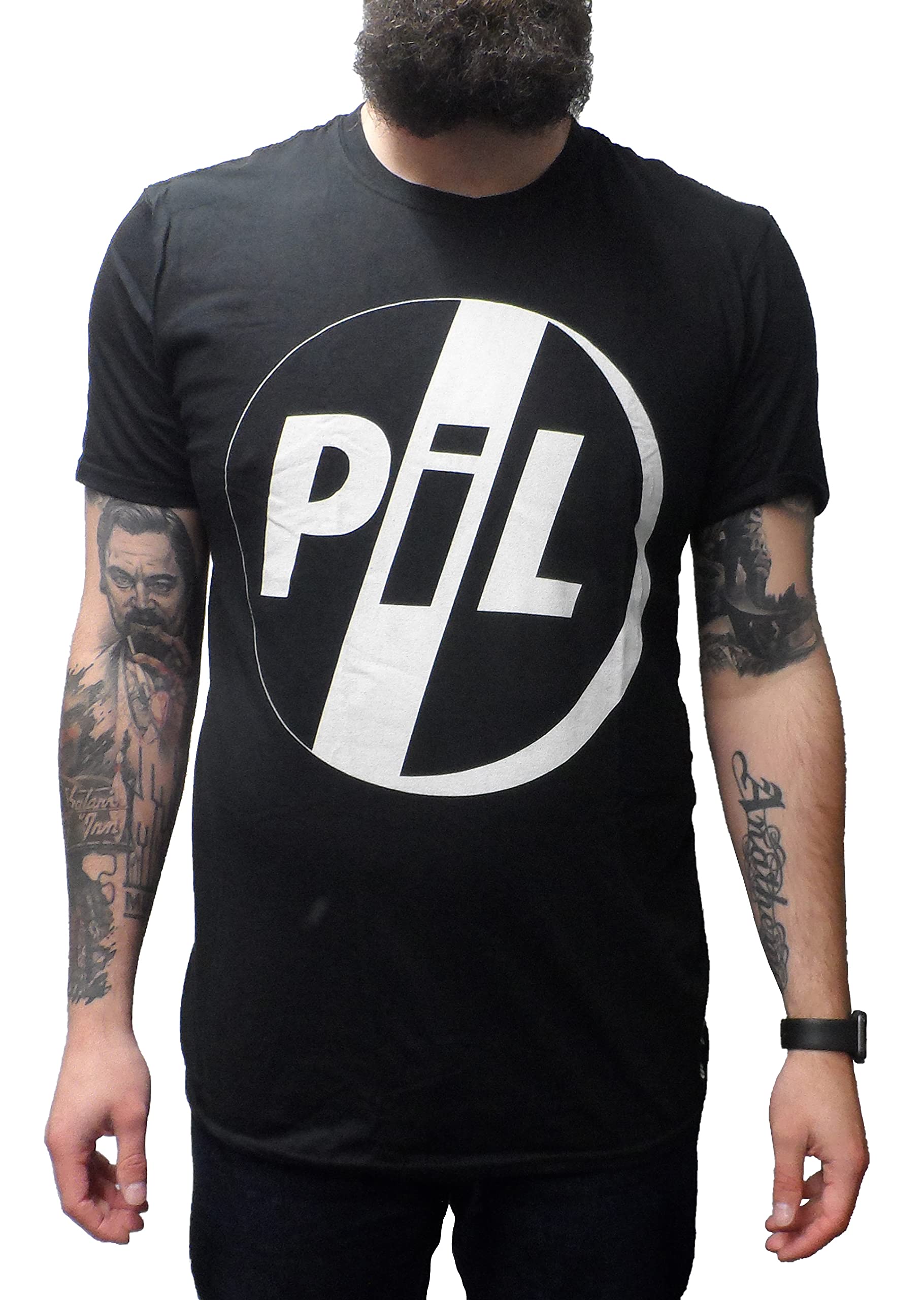 iLP Mens Public Image Ltd Officially Licensed T Shirts (Medium, White Logo)