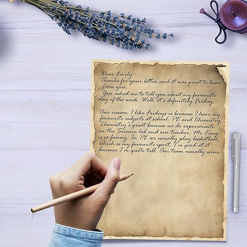 Miniatura 5 de PARTH IMPEX 56 hojas de papel de escritura vintage de 8.5 x 11 pulgadas, papel de impresión de papel de papel de papel de papel de papel de