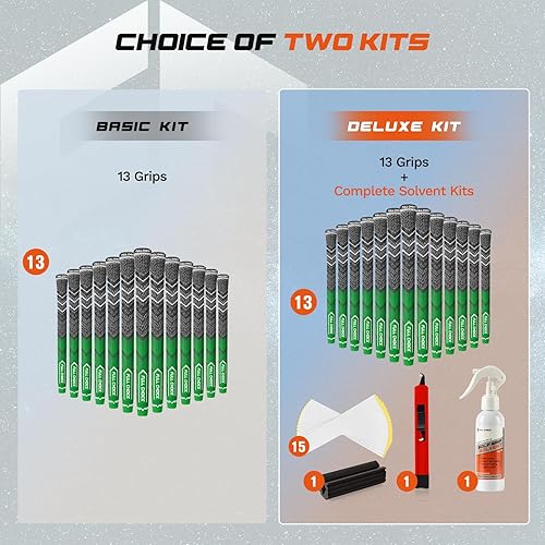 Miniatura 5 de Empuñaduras de golf con cordón cruzado de 13 unidades, diseño de reducción baja, elige entre 13 empuñaduras o 13 empuñaduras con todos los kits, 3