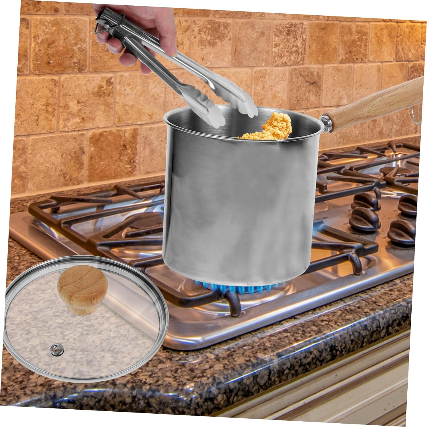 Cabilock Stainless Steel Deep Frying Pot Deep Fryer Pan Basket Easy Oil Discharge Great for Cooking