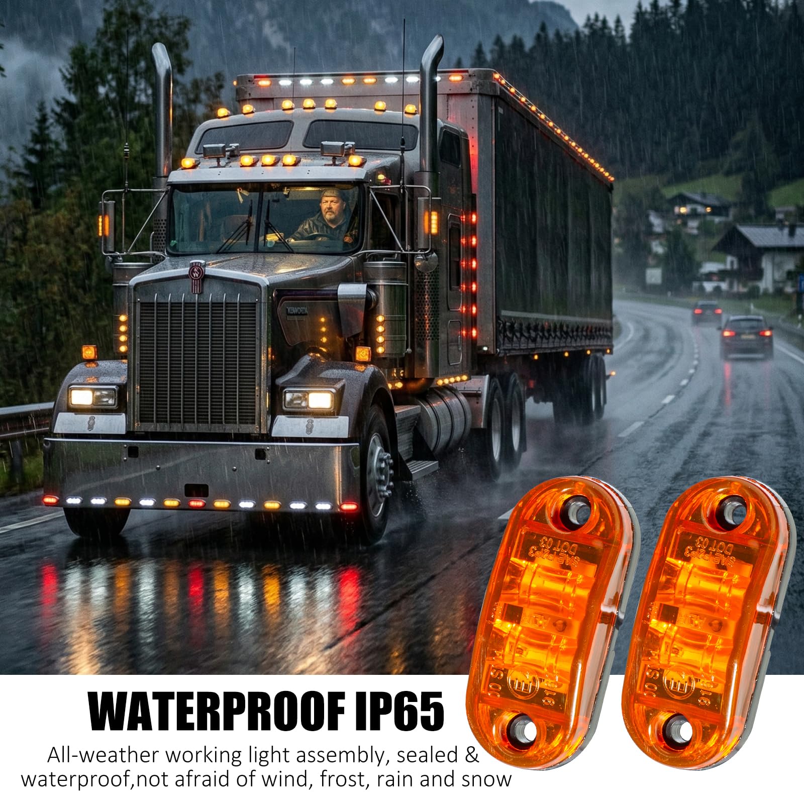 Catekro 10x Luci Ingombro LED 12V-24V, Luci di Posizione Laterali per Auto Indicatori Laterali con 2 LED 3000K Impermeabile per Camion Camper Furgone SUV (Giallo)