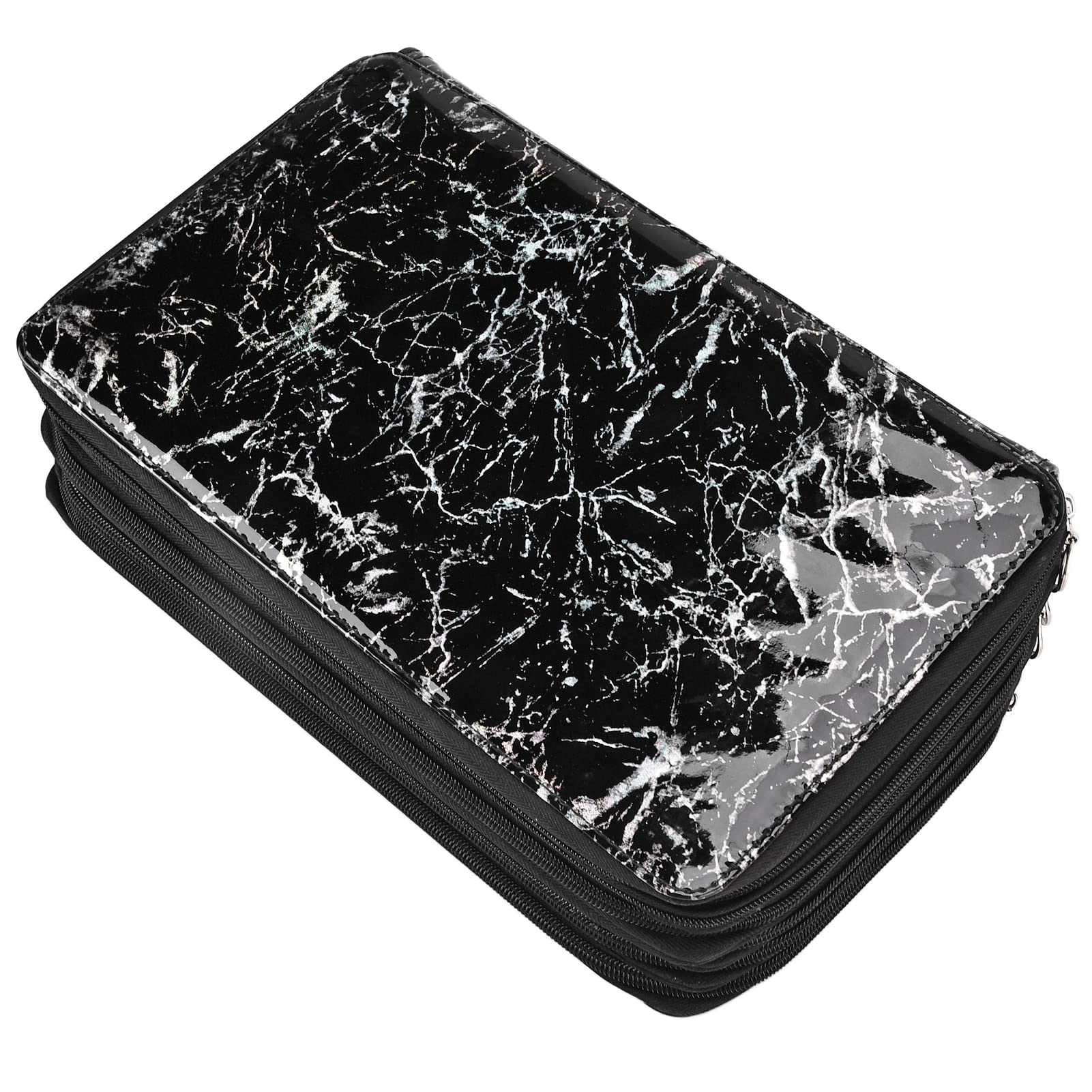 Estuche para Lápices Tela Oxford 360 Agujeros Gran Capacidad Cuidadosamente Prensado Sensación Cómoda Caja de Papelería con Cremallera Brillante con Asa 3 Colores(negro)