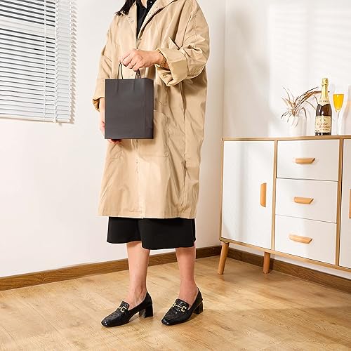 Miniatura 4 de SUNCOLOR Paquete de 24 bolsas de regalo pequeñas negras de 9 pulgadas con asa para Halloween, bolsas de recuerdo de fiesta, bolsas de regalos (negro)