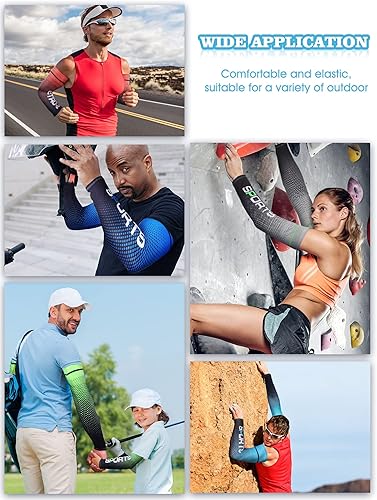 Miniatura 6 de 6 pares de mangas de protección solar UV para brazos, manga deportiva de enfriamiento antideslizante, calentadores de brazos de seda de hielo para