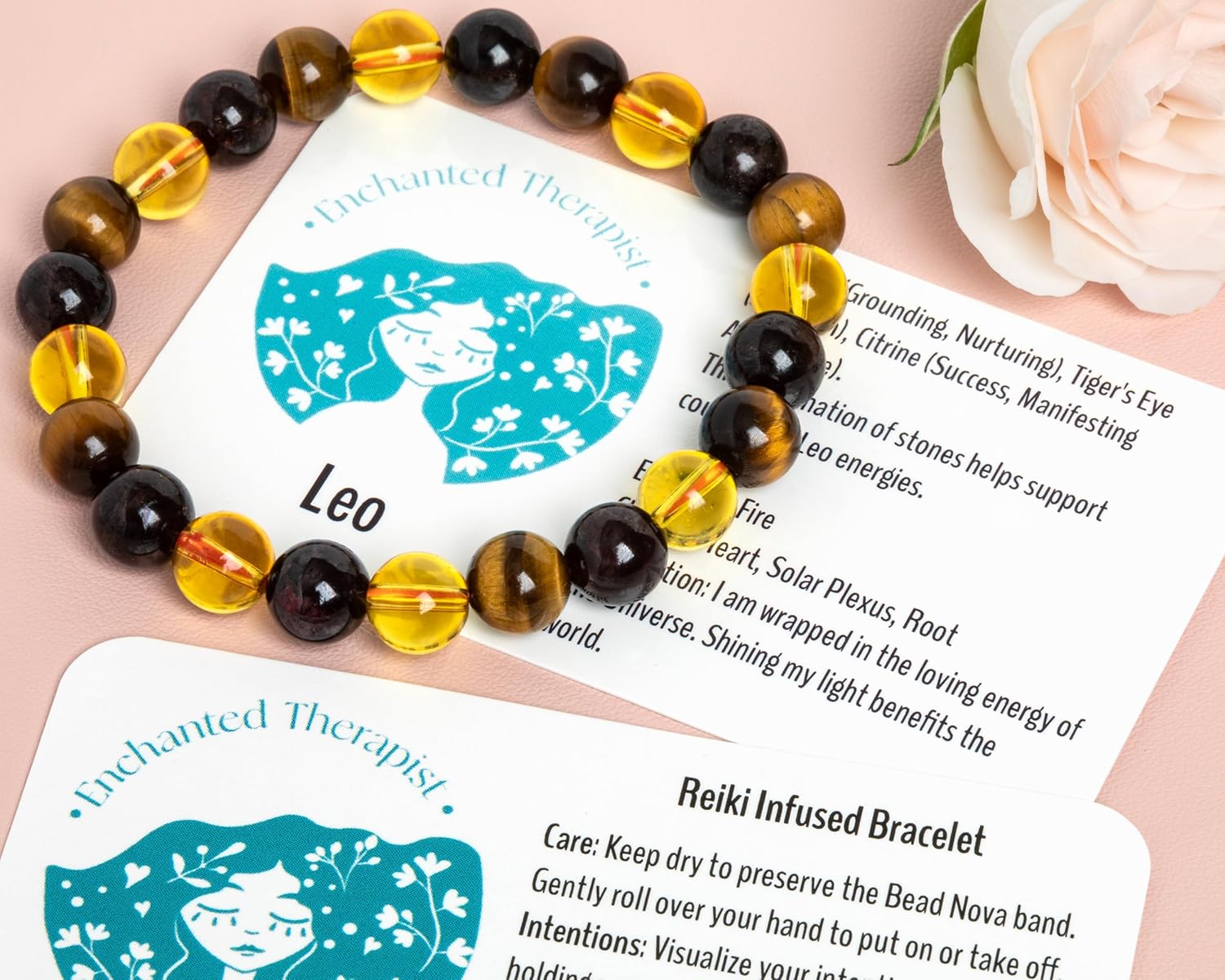 Reiki Infused Leo Zodiac Bracelet, Energy Bracelet, Reiki Gift, Reiki jewelry, Gemstone bracelets, Crystal bracelets - Image 2