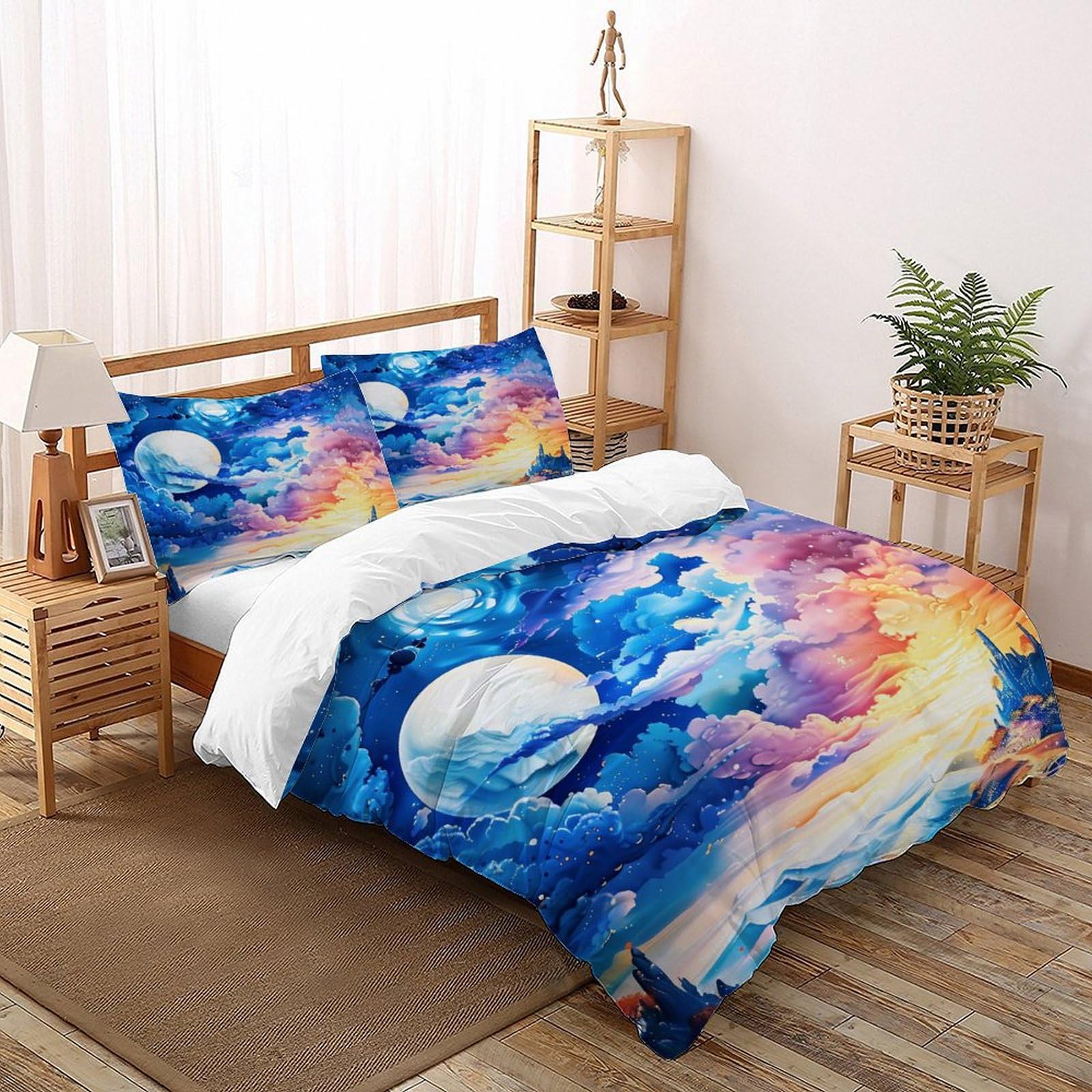 Parure de lit cheval blanc housse de couette 135x200 microfibre