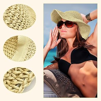 FUIPVGI Chapeau Pliable Femme - Chapeau Soleil Outdoor, Chapeau De Plage Été Avec Protection UV