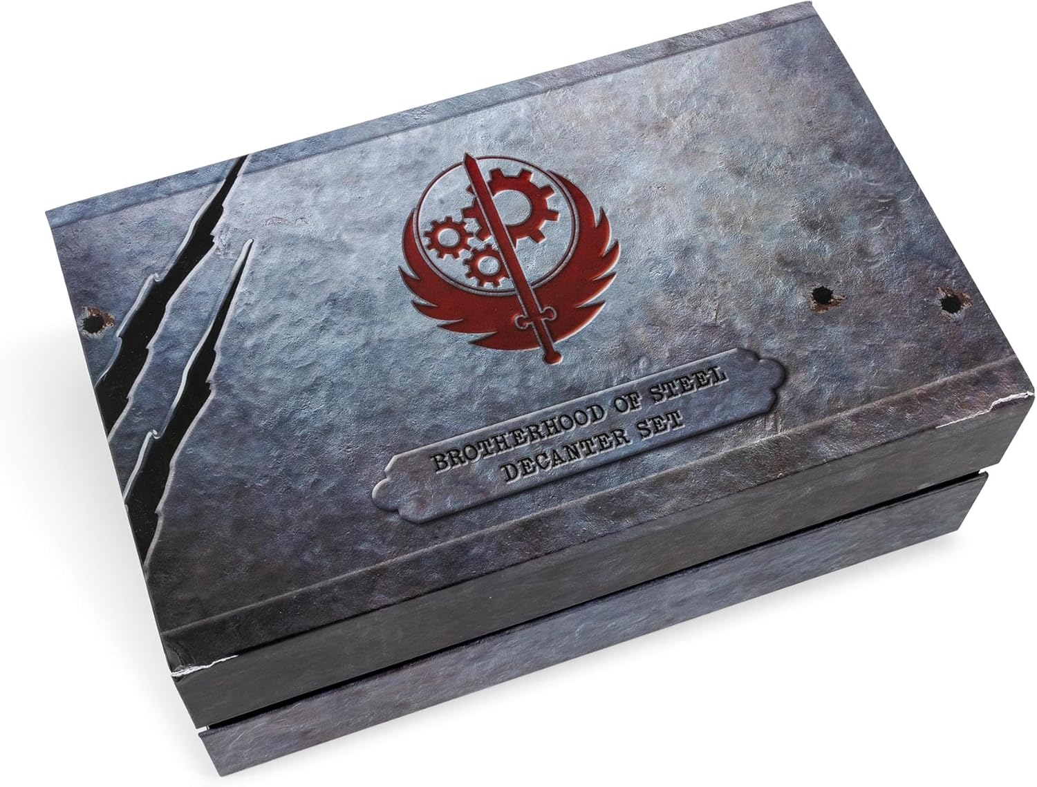 Fallout Brotherhood of Steel 5-Piece Whiskey Decanter Set With Glasses | Home Barware For Liquor and Beverages