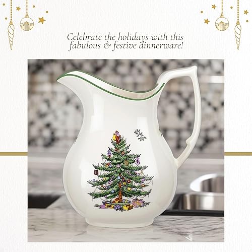 Miniatura 5 de Spode - Jarra para árbol de Navidad, jarra festiva para las fiestas, jarra con asa para cócteles, agua, jugo, limonada, jarra de 49 onzas hecha de