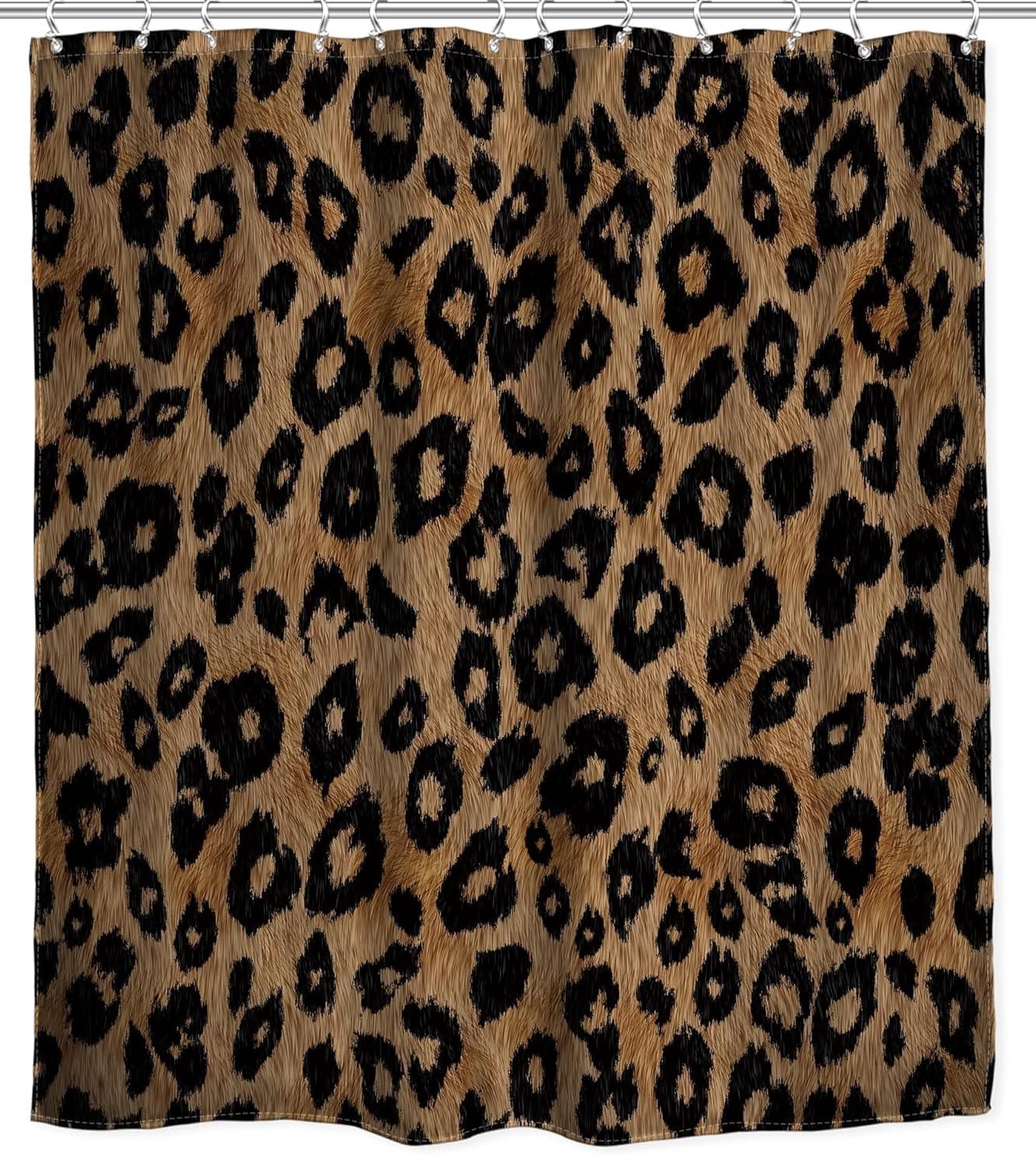 DZmaimo Leopard Print Shower Curtain Wild Animal Brown Skin Pattern Artwork Cloth Fabric Bathroom Decor Set with 12 Pack Hooks 60x72 inch